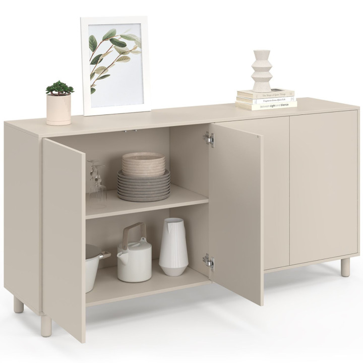 Sideboard 160 cm BERTILLE mit 4 Holztüren in beige