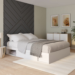 Wit bedframe 140x190 cm met opbergvakken - SALEM | ID Market
