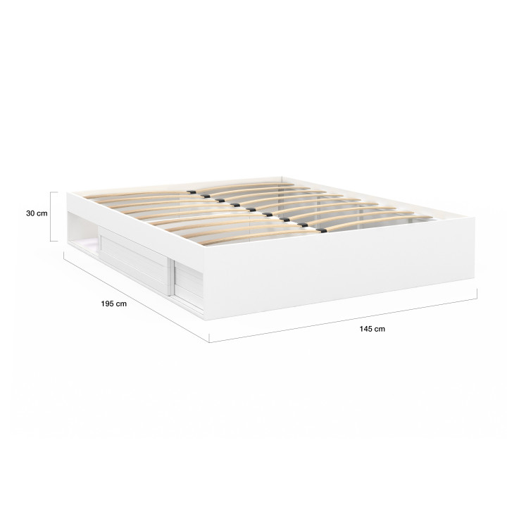 Wit bedframe 140x190 cm met opbergvakken - SALEM | ID Market