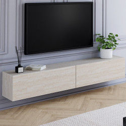 Mobile TV sospeso ELIO 180 cm con 2 ante in legno effetto travertino