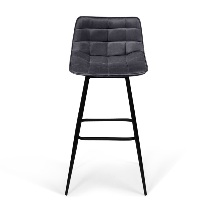 Lot de 4 tabourets de bar MADY en velours gris foncé