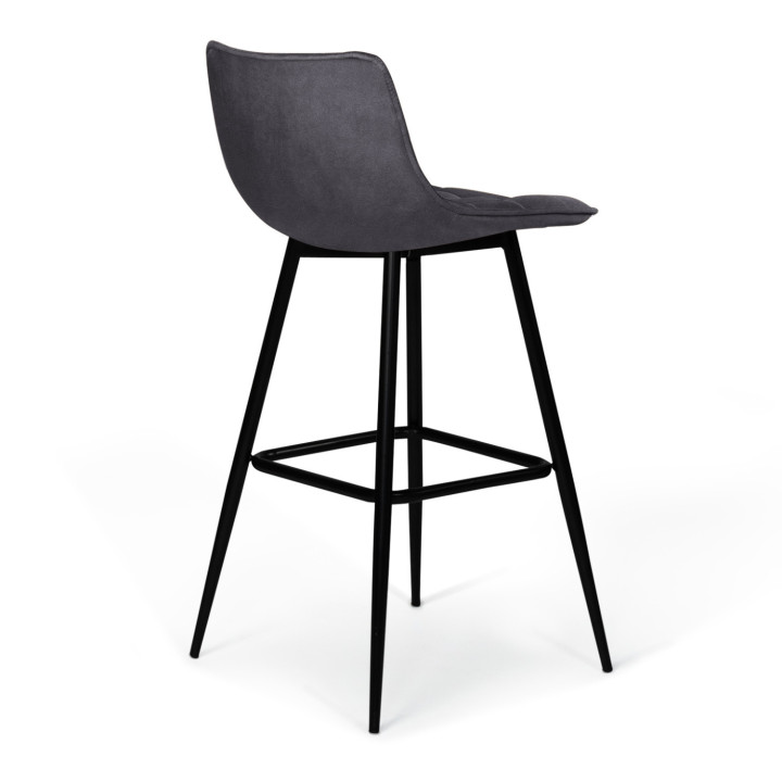 Lot de 4 tabourets de bar MADY en velours gris foncé