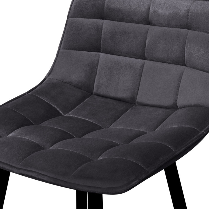 Barhocker aus grauem Samt, gesteppt, mit Metallfüßen x4 - MADY | ID Market