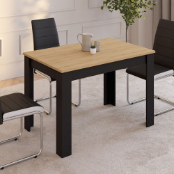 Mesa de comedor negra y madera para 4 110 cm - ROZY | ID Market