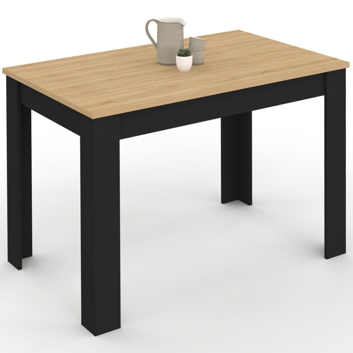Tavolo da pranzo nero e legno per 4 persone 110 cm - ROZY | ID Market