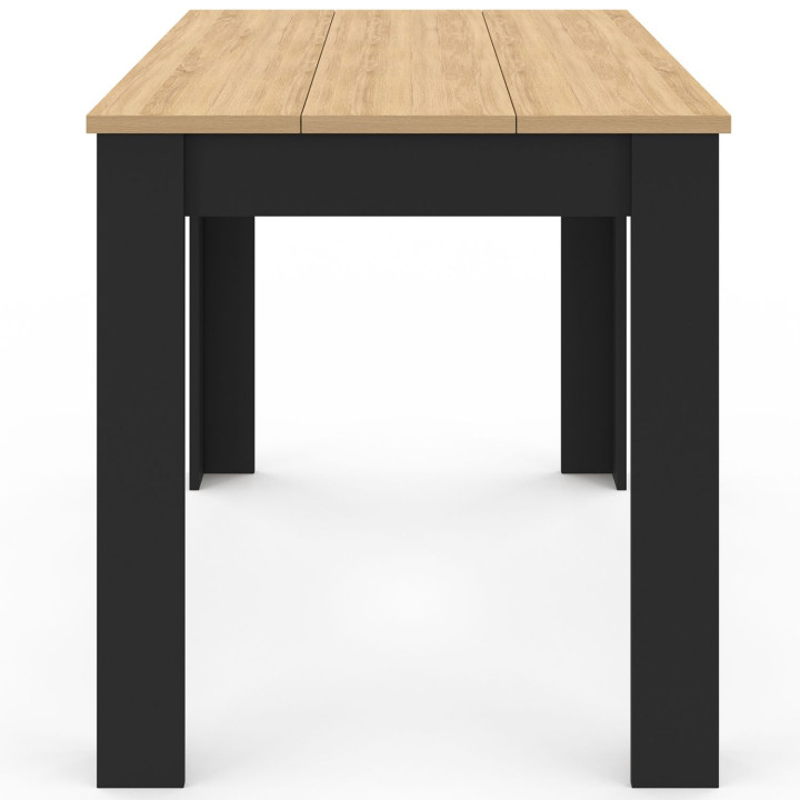 Table à manger rectangle ROZY 6 personnes noire plateau façon hêtre 110 cm