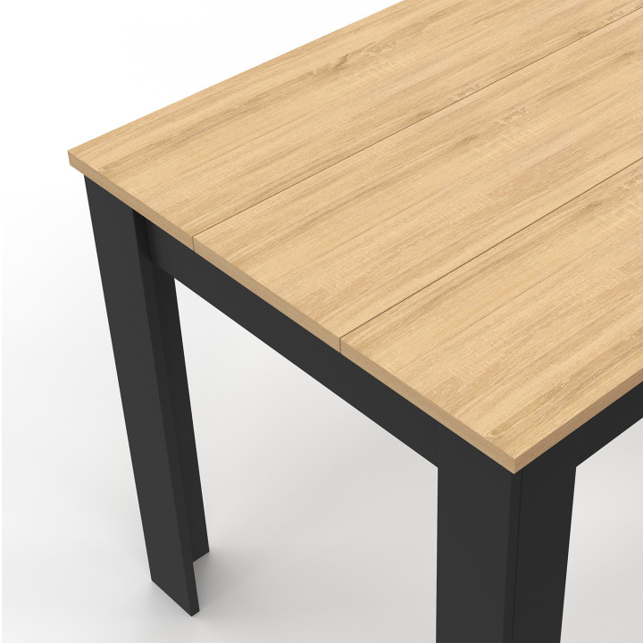 Mesa de comedor negra y madera para 4 110 cm - ROZY | ID Market