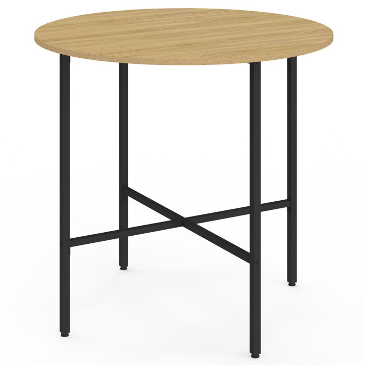 Table à manger fixe ronde DETROIT 4 personnes design industriel 80 cm