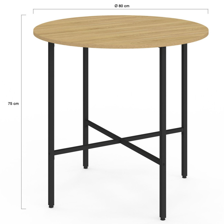 Tavolo rotondo industriale 80 cm 4 persone - DETROIT | ID Market