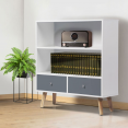 BIBLIOTHEQUE EFFIE BLANCHE/PORTES GRISES 80X29X90CM