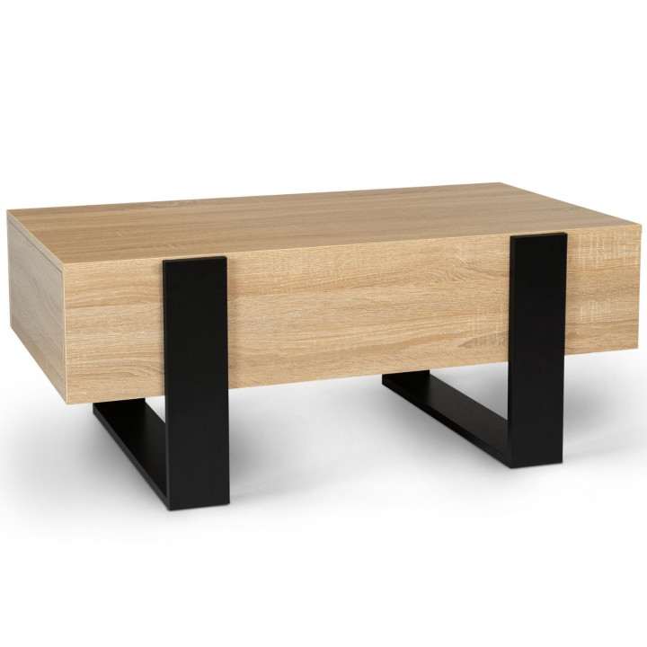 Mesa de centro en imitación madera de haya y negro | ID Market