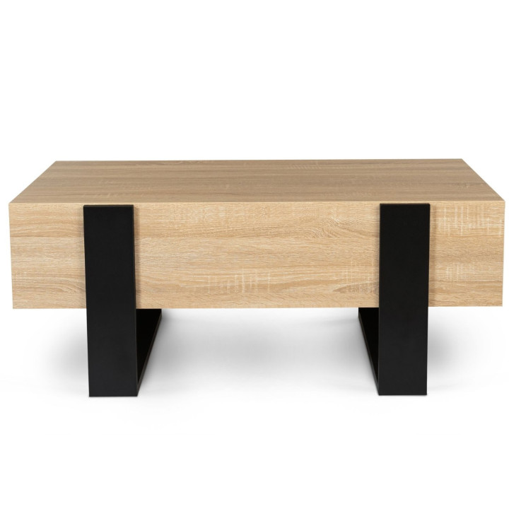 Mesa de centro en imitación madera de haya y negro | ID Market