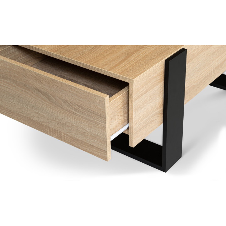 Günstiger Couchtisch Holz Buche Nachbildung und schwarz | ID Market