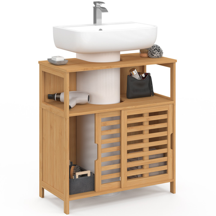Mobile da bagno BEA in bambù con ante scorrevoli