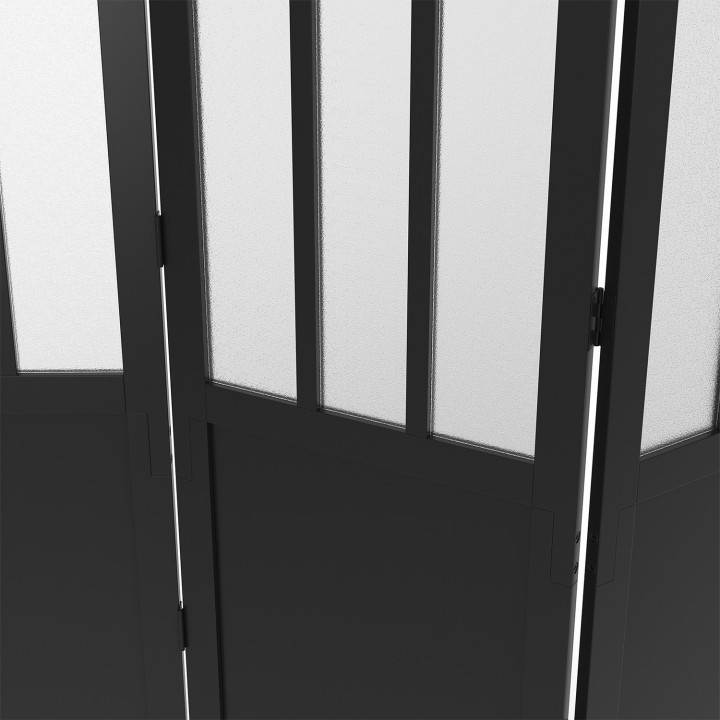 Schermo interno con vetro officina nero e lastre opache