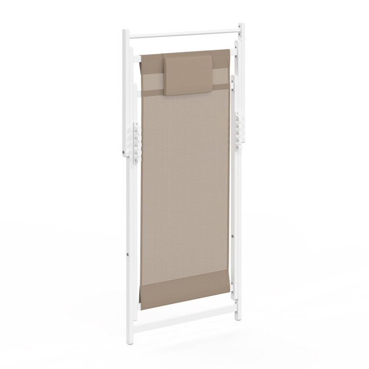 Set van 2 witte metalen stoelen LOTA beige textilene stof