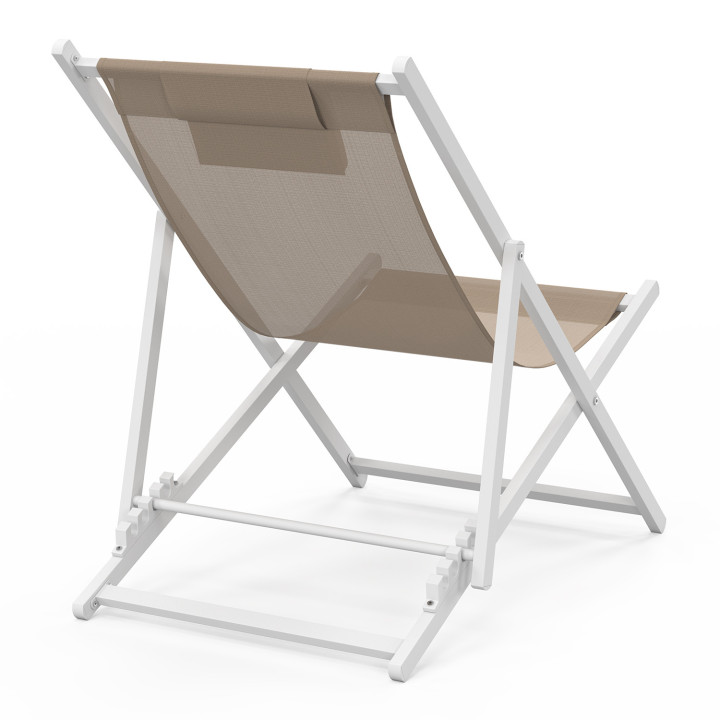 Set van 2 witte metalen stoelen LOTA beige textilene stof