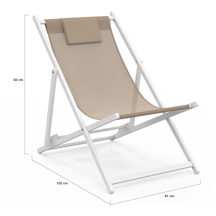 Set di 2 sedie in metallo bianco LOTA in tessuto textilene beige