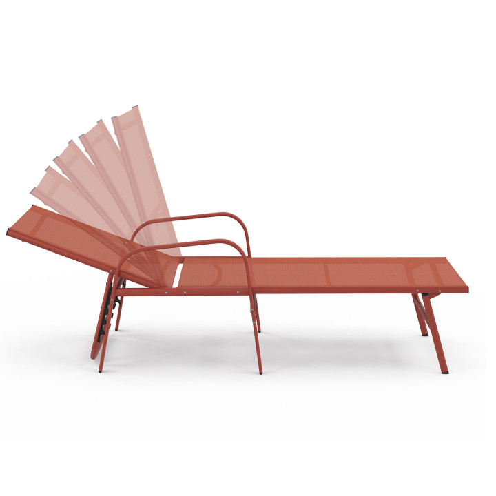 Set di 2 lettini da giardino reclinabili FIDJI in acciaio e tessuto terracotta