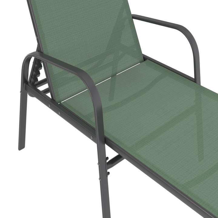 Set di 2 lettini da giardino reclinabili in acciaio grigio antracite e tessuto blu anatra - FIDJI | ID Makret