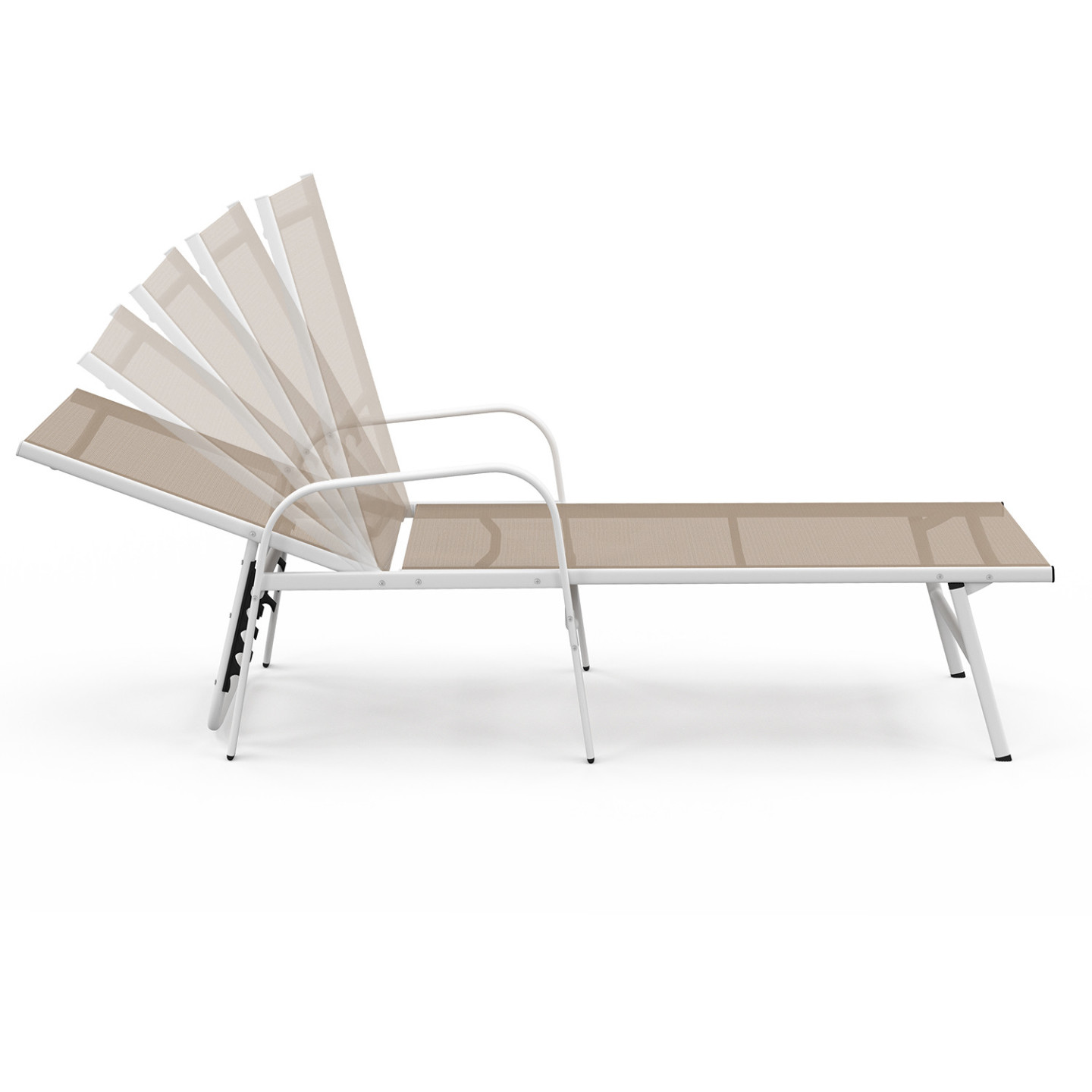 Lot De 2 Transats Jardin Inclinables FIDJI – Acier Gris Anthracite & Toile Textilène Grise, 5 Positions