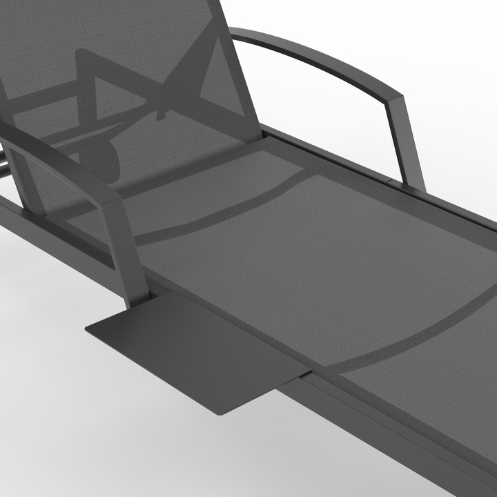 Set van 2 JAVA ligstoelen met grijze stalen planken en grijze stof