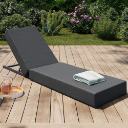 Cama de piscina, cómoda tumbona con respaldo metálico reclinable en 4 posiciones y colchón gris | IdMarket