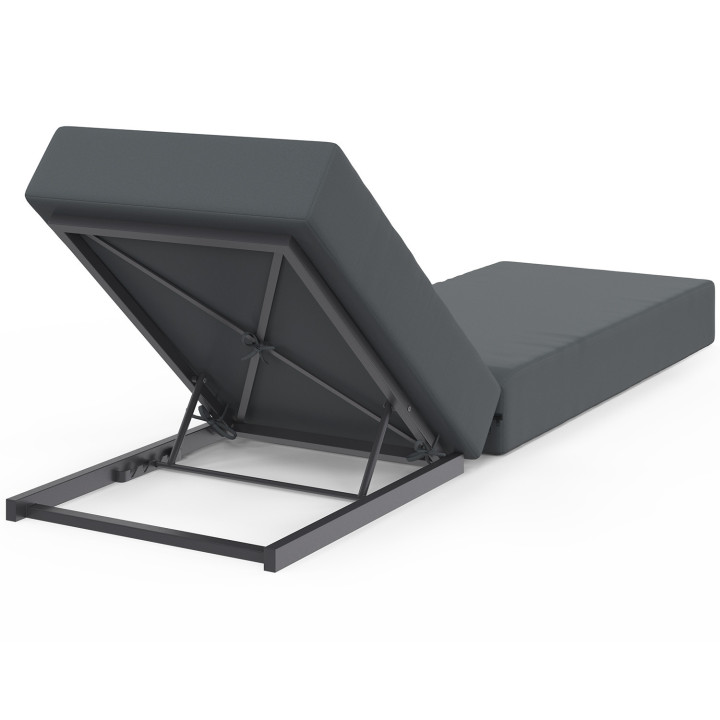 Pool-Liege, Komfort-Sonnenliege 4-fach verstellbare Metall-Rückenlehne und graue Matratze