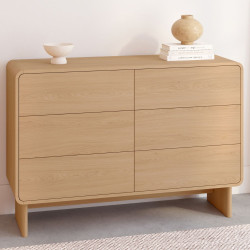 Commode met 6 laden, 110 cm, rond beuken design - CAPUCINE | IdMarket
