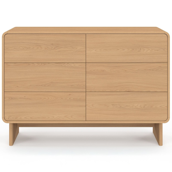 Commode CAPUCINE 6 tiroirs 110 cm façon hêtre design arrondi