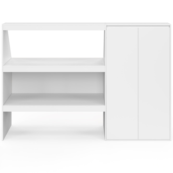 Ensemble étagère 2 niveaux + armoire 2 portes sous pente TOMI blanc