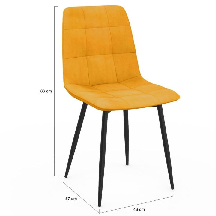 Lot de 8 chaises MILA en velours mix color bleu x3, rose x3, jaune ocre x2