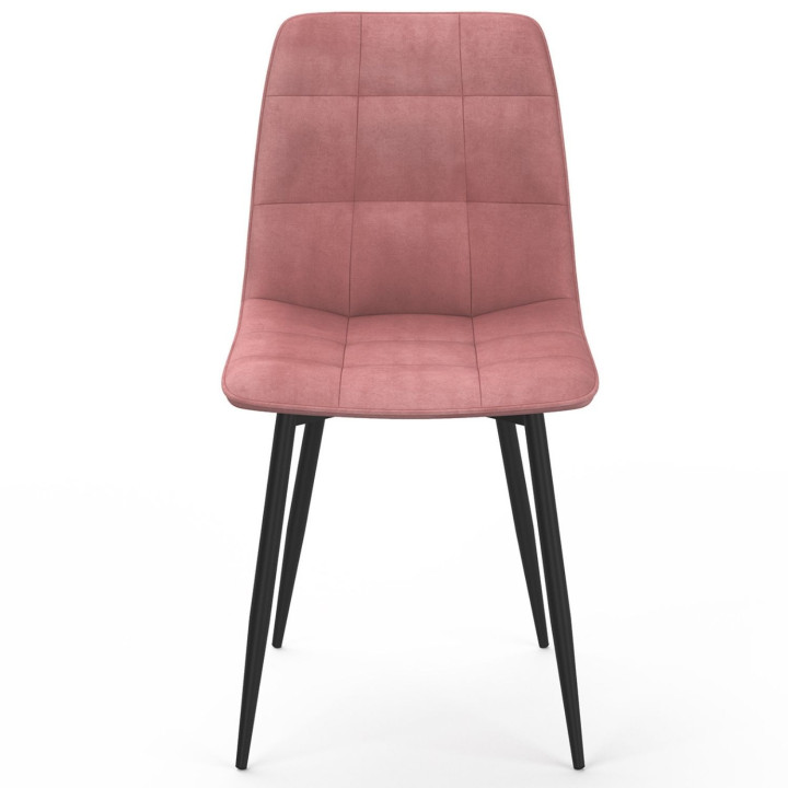 Set van 8 MILA stoelen in fluweelmix kleur blauw x3, roze x3, okergeel x2