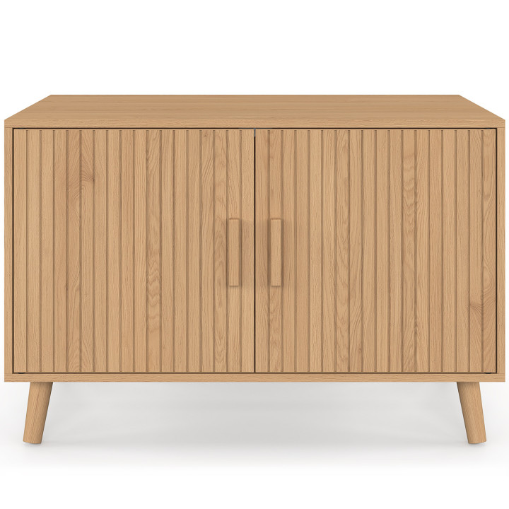 Sedile per gatti JULIETTE con doppia porta e doghe in legno color rovere