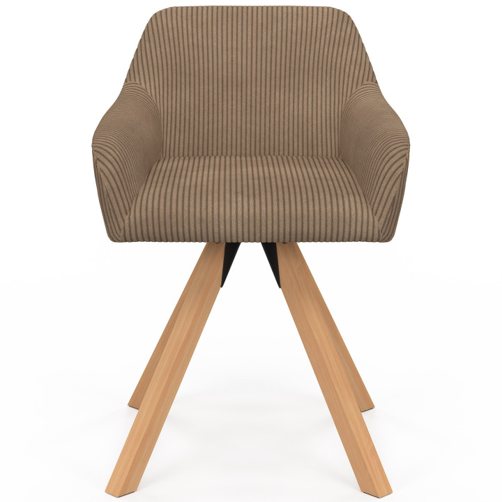 Lote de 2 sillones giratorios de comedor y mesa JANY de pana color topo