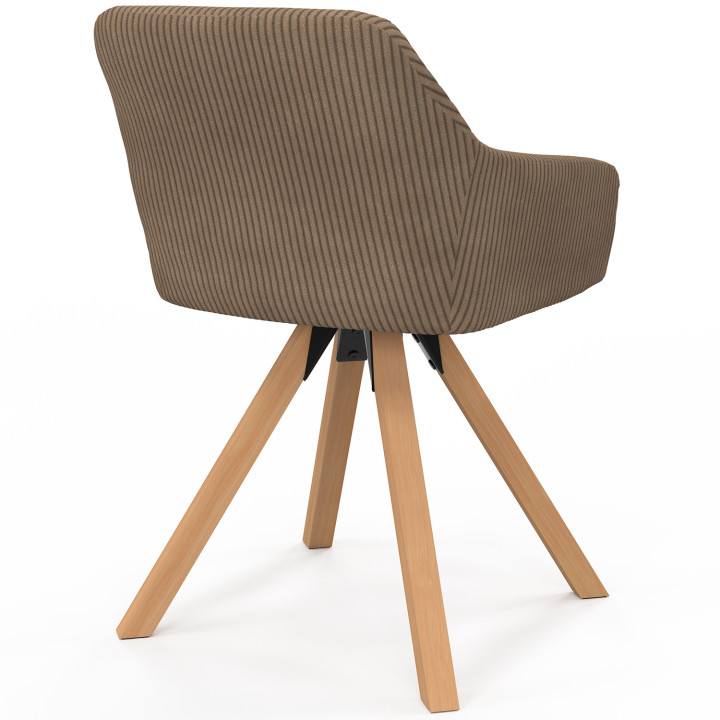 Set van 2 JANY eetkamerstoelen en tafel fauteuils in taupe corduroy