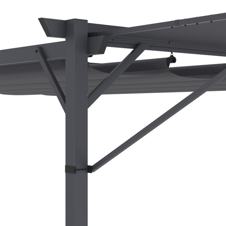 Neigbares und verstellbares Vordach 250 x 150 cm für Pergola einziehbares Dach anthrazitgrau