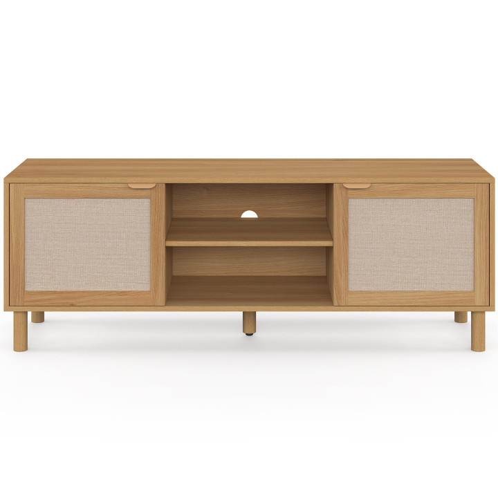 TV-Möbel 140 cm ROBIN 2 Türen aus Holz und in Leinenoptik