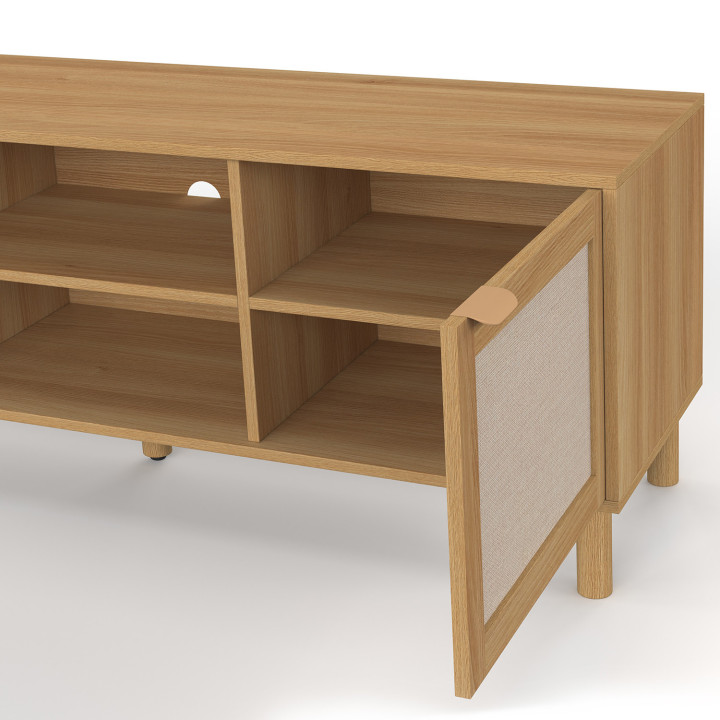 ROBIN 140 cm 2-deurs TV-meubel met linnen- en houteffect