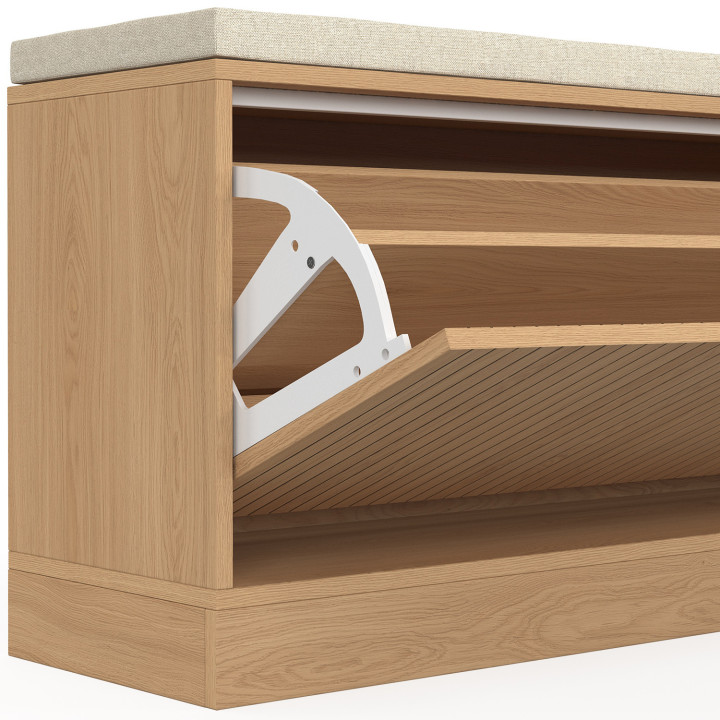 JULIETTE ingangsbank met houten latten in eikenkleur