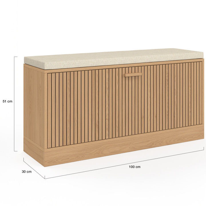 JULIETTE ingangsbank met houten latten in eikenkleur