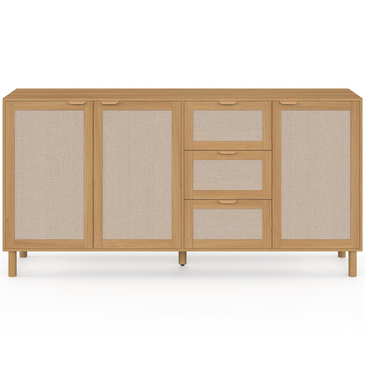 Credenza a 4 ante ROBIN 160 cm, effetto legno e lino