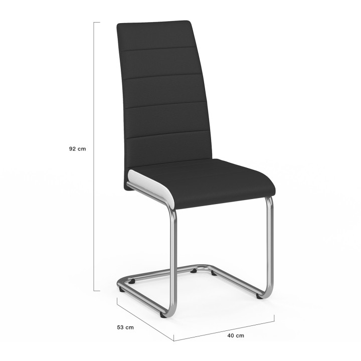 4er-Set Stühle schwarz mit weißer Umrandung günstig - MIA | ID Market