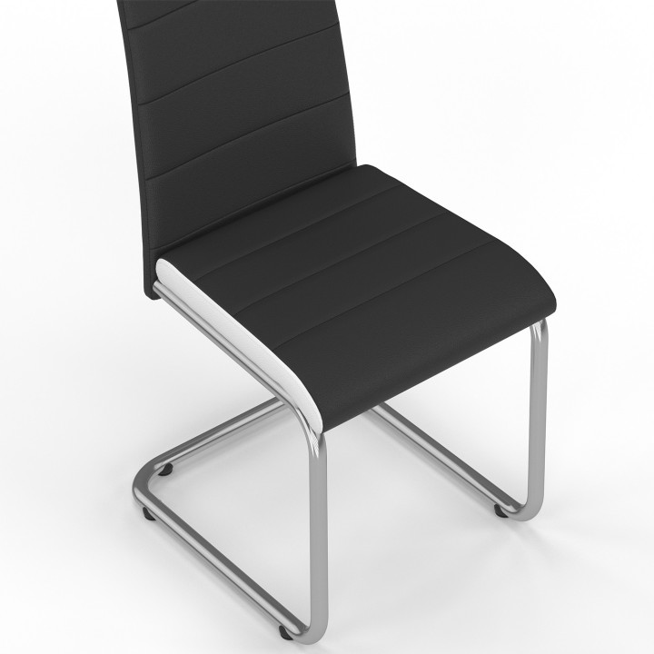 Lot de 4 chaises MIA noires liseré blanc pour salle à manger