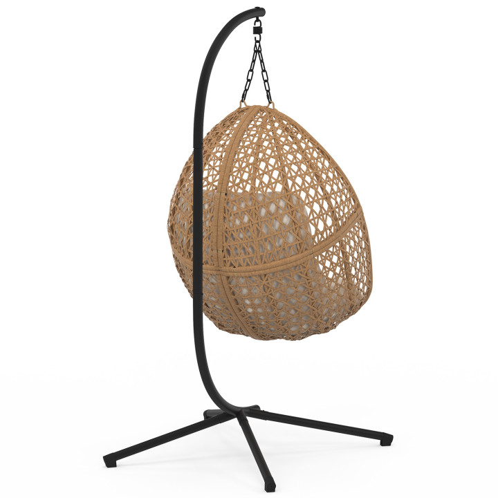 Mond Hängesessel Rattan-Effekt mit Kissen ecru | ID Market