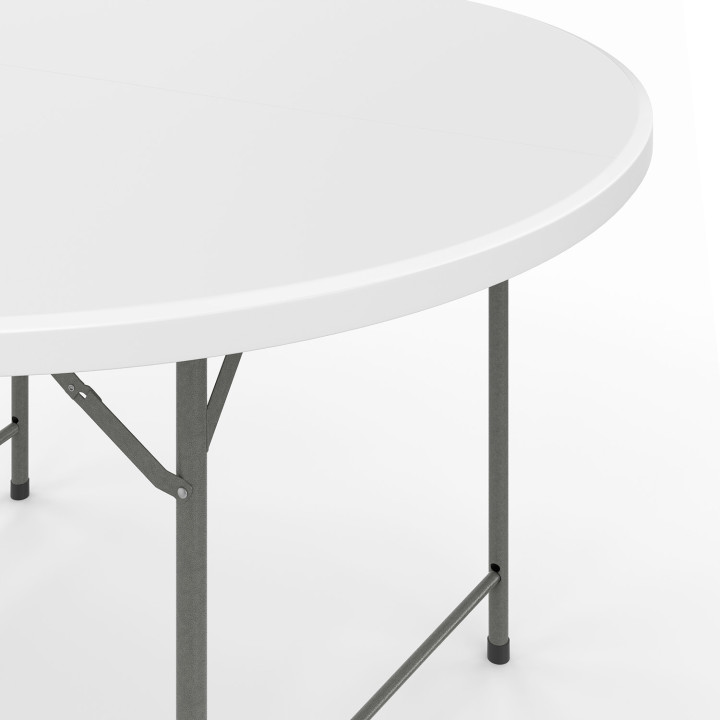 Table pliante d'appoint portable ronde 122 cm  camping ou réception avec housse blanche