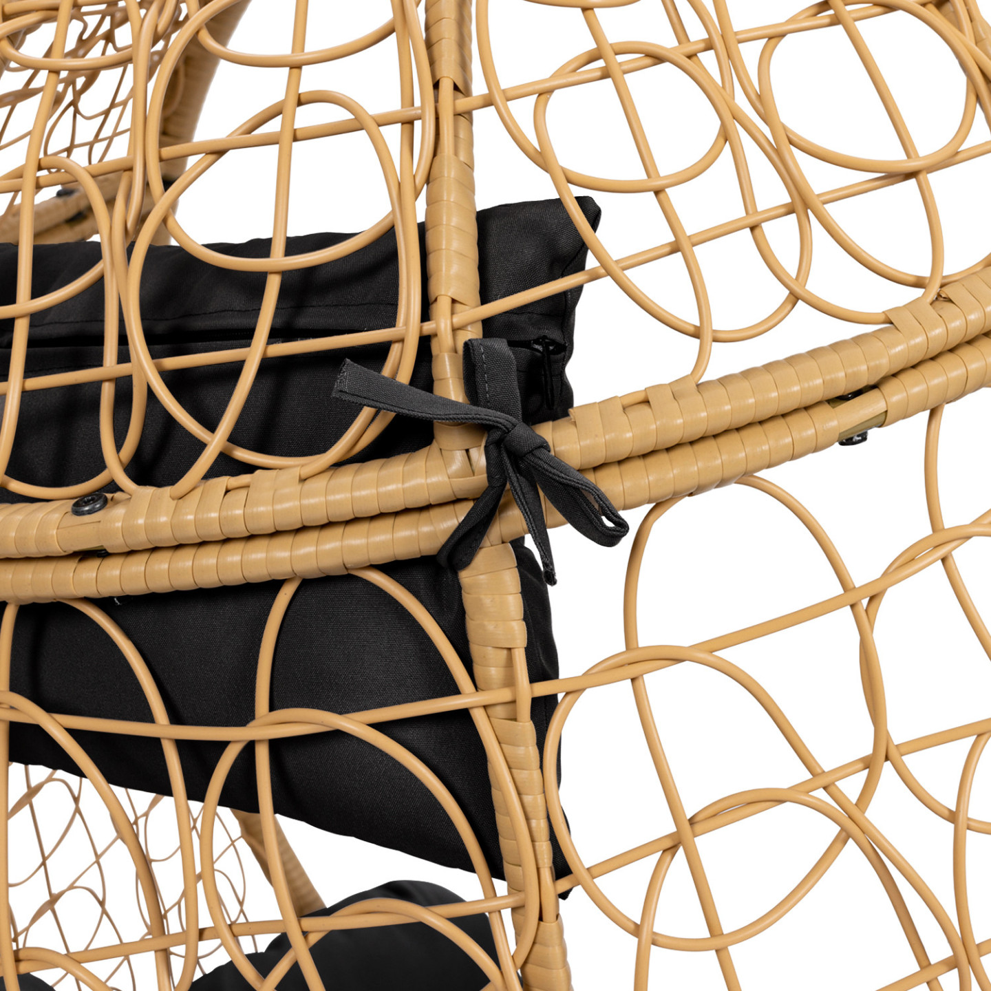 Fauteuil Œuf Suspendu Ajouré Effet Rotin IDMarket Avec Coussin Gris - Chaise Balançoire Intérieur Extérieur