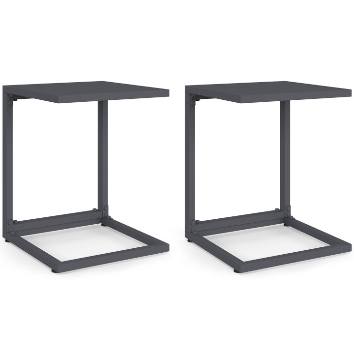 Lot de 2 tables d'appoint de jardin pour transat et bain de soleil PALMA gris anthracite