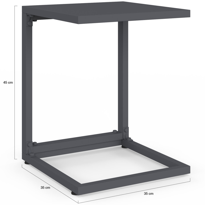 Lot de 2 tables d'appoint de jardin pour transat et bain de soleil PALMA gris anthracite