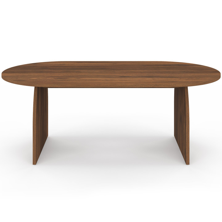 Japandi mesa de centro ovalada 110 cm madera efecto nogal